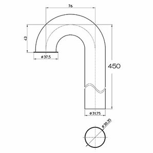 SANEI 排水部品 Sパイプ 金属製トラップ用 パイプ径32mm H70-66-32X450の画像2