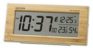 リズム (RHYTHM) 目覚まし時計 電波時計 天然竹材使用 (竹板貼り) 温度 湿度 カレンダー 10x21.8x5cm 8RZ212SR0