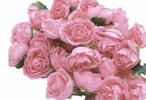 (Mikishin) rose artificial flower 50 piece 3cm bouquet rose rose wedding equipment ornament ( pink )