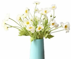Kugusa ポピー 造花 インテリア 春の花 フェイク フラワー シルク アーティフィシャル フラワー ケシ 3本セット (白)