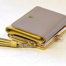[キオッチョラ] 三つ折り財布 がま口 コンパクトウォレット タッセル付き 本革 財布 レディース (ピンク/グレージュ_画像7