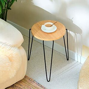 CO-Z サイドテーブル ミニテーブル 丸テーブル Φ33cm 木製トップ 金属フレーム リビング パティオ ソファサイド 丸型 ナイトテーブルの画像6
