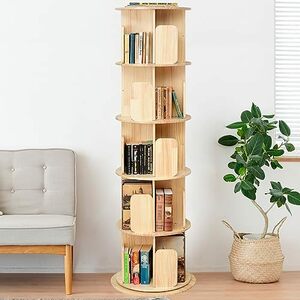 [ mountain .] bookcase rotary bookcase picture book shelves ( tabletop . thing ..../A4. go in . height / natural tree ) rack 5 step diameter 50cm× height 165cm book shelf goods 