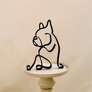 WOWTAC 置物 インテリア おしゃれ 雑貨 韓国 DOG ARTワイヤーアート かわいい犬 イヌ 抽象 オブジェ アイアン モダン (ブルド