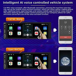 1Din カーステレオ無線Carplay & Android Auto 6.9 インチ IPS タッチ スクリーン スマート ボイス ミラー リの画像3