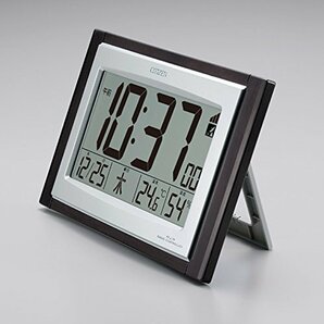 リズム(RHYTHM) シチズン 掛け時計 電波時計 デジタル 置き掛け兼用 温度 湿度 カレンダー 表示 茶 (木目仕上) 157×240×4の画像4