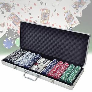 iimono117 ポーカーセット チップ500枚 アルミケース 鍵付き ポーカーチップ トランプ付き カジノゲーム フ