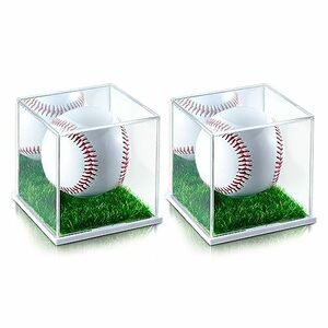 サインボールケース 人工芝 ミラー付き 2個セット サインボール ゴルフ 野球 ホームランボールケース 野球ボールケース