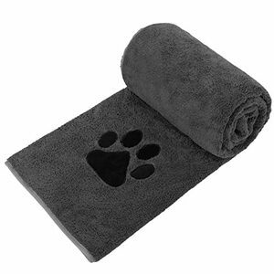 Perco ペット用タオル 超吸水 厚手 マイクロファイバー 犬 猫 体拭き (75cmx127cm ダークグレー)