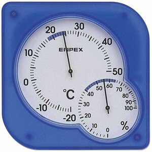 エンペックス 温度計 湿度計 シュクレミディ 置き掛け クリアブルー TM5606