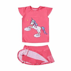 [weVSwe] swimsuit girl separate 90 woman . swimsuit child care . short sleeves skirt Unicorn pattern ultra-violet rays measures UPF5