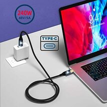 chenyang USB C to USB C 240W ケーブル 480Mbps 48V 5A 90 度ロープロファイ_画像5