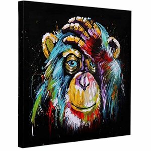 Art hand Auction Art Panel Monkey Animal W60cm H60cm Square Large Art Frame Painting Canvas Framed Panel Art Pop Art Modern Art, printed matter, poster, others