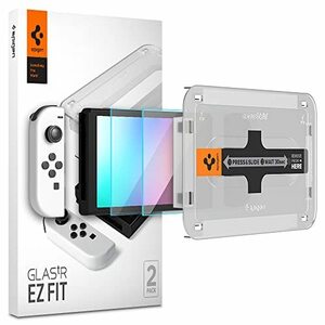 Spigen EZ Fit ガラスフィルム Switch 有機ELモデル 用 貼り付けキット付き スイッチ OLED モ