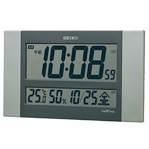 セイコークロック 掛け時計 電波 デジタル カレンダー 温度 湿度 表示 セイコーネクスタイム 銀色メタリック 本体サイズ: 15.0×26.0