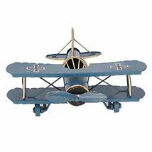 レトロ調 ブリキ 飛行機 戦闘機 複葉機モデル ヴィンテージ飛行機 ギフト コレクション オフィス 家 装飾 おもちゃ(ブルー)_画像4