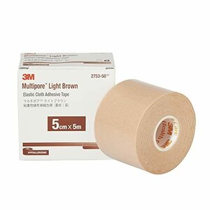 3M(TM) マルチポア(TM) ライトブラウン 粘着性綿布伸縮包帯 2753-50 テープ巾×全長 5cm×5m