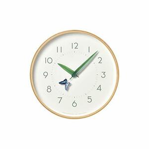 レムノス 掛け時計 とまり木の時計 アゲハ蝶 アナログ 木枠 天然色木地 SUR18-16 AGEHA Lemnos 直径25.4×奥行4.8cm
