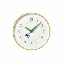 レムノス 掛け時計 とまり木の時計 アゲハ蝶 アナログ 木枠 天然色木地 SUR18-16 AGEHA Lemnos 直径25.4×奥行4.8cm_画像1