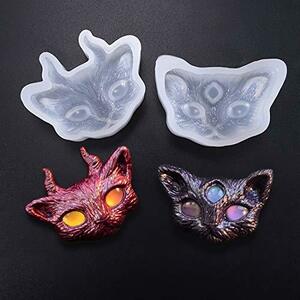 FineInno 3D 悪魔猫 悪魔 三つ目 ハロウィン ペンダント シリコンモールド エポキシ樹脂 UVレジン型 DIY モールド 2種類 2