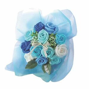 ポピー名古屋 ソープフラワー 造花 花束 ギフト シャボンフラワー SBL-11 ブルー 26cm せっけん素材で作られたお花 ほのかな香り バ