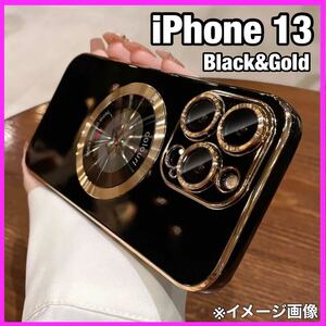 実物写真あり iPhone13 ケース MagSafe black gold ブラック ゴールド 黒 金 おしゃれ かわいい iPhone アイフォン ワイヤレス充電 耐衝撃