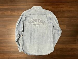 美品 希少 supreme デニム シャツ バックロゴ サイズS