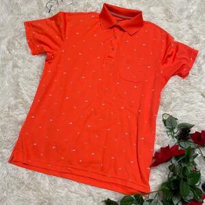 [DRY] sport wear polo-shirt orange . hand pretty penguin pattern old clothes 