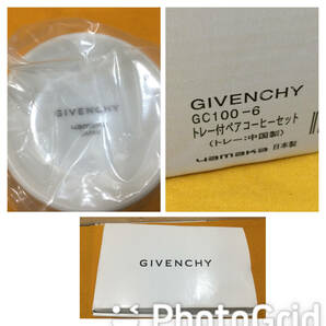 新品未使用 GIVENCHY ジバンシー トレー付き ペアコーヒーカップ&ソーサー2枚 スプーン2本 2客セット 日本製 yamakaの画像9