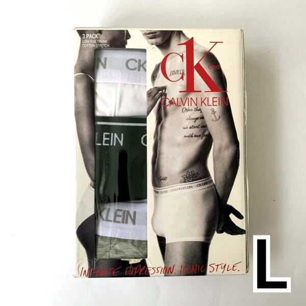 Calvin Klein ボクサーパンツ CK one Lサイズ 3枚セット ホワイト ブラック グレー 送料無料 最短発送 カルバンクライン メンズパンツ