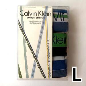 Calvin Klein ボクサーパンツ コットンストレッチ Lサイズ 3枚セット ブルー ブラック ブルー 送料無料 最短発送 カルバンクライン