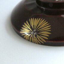 ◆◇時代 竹溜塗 唐松蒔絵 小吸物椀 蓋向付 lacquer ware◇◆和食器 懐石 おしゃれなうつわ dby9828-x_画像9