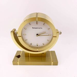 TIFFANY & Co ティファニー 置時計 2針 電池式　ゴールドカラー　アンティーク ジャンク品　【S80553-327】