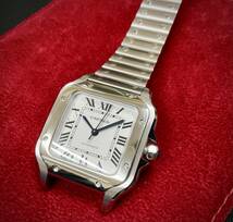 超美品カルティエ サントス ドゥ カルティエMM WSSA0029 Cartier 腕時計 ホワイト文字盤／2023.12国際保証書／純正アリゲーターベルト_画像3