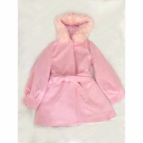 コート ピンク ファー フード ベルト付き ピンク キッズ 女児 子供服 アウター 女の子 ファー 子供服