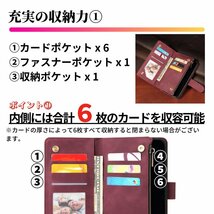iPhone X XS ケース 手帳型 お財布 レザー カードケース ジップファスナー収納付 おしゃれ スマホケース 手帳 レッド_画像4
