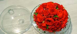  preserved flower rose bouquet glass dome stand attaching 