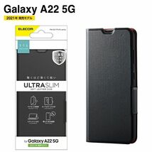 Galaxy A22 5G 薄型ソフトレザーケース　磁石・フラップ付　黒 手帳型ケース ブラック ELECOM エレコム_画像1
