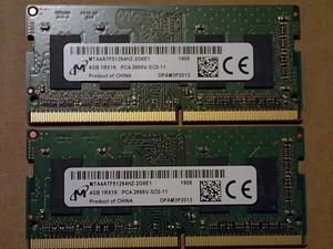 Micron DDR4-2666V PC4-21300 260pin SODIMM 4GBx2 合計8GB