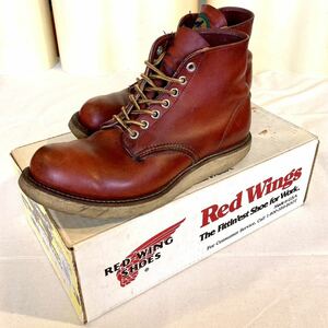 【送料無料】 REDWING 8766 レッドウィング 7.5D 半円犬タグ 90年代製 USA製 アイリッシュセッター 赤茶 プレーントゥブーツ 90s 