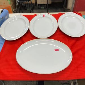 【YAMATOSHI 洋食器 プレート】陶磁器 ホワイト 4枚セット【A2-3②】0202