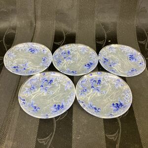 【ガラス小皿 食器 藍の季節】ガラス製 川村硝子工芸 5客セット【B4-4①】0208