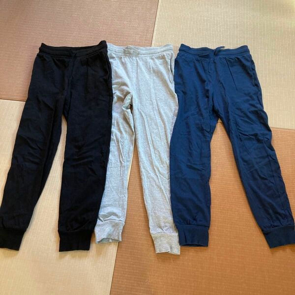 H&Mコットンジャージ140ジョガーパンツ3本セット スウェットパンツ薄手パンツ　パジャマリラックスパンツ