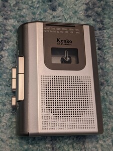 0602u0212 Kenko (Kenko) radio cassette recorder KR-014AWFRC pouch set wide FM correspondence single 3 shape battery drive silver 