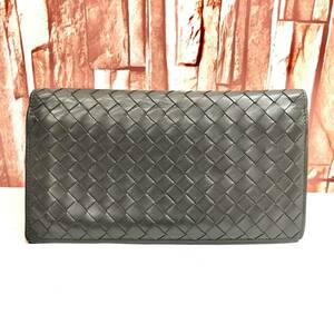 ★BOTTEGA VENETA ★ ボッテガヴェネタ イントレチャート レザー 二つ折り 長財布 ウォレット メンズ　茶 ブラウン 小銭入れ イタリア