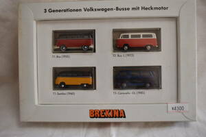 BREKINA Nr.9027 3 Generationen VW-Busse mit Heckmotor 4台セット　外箱汚れ有り　