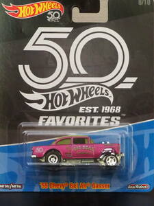 HOT WHeeL 55 CHEVROLET BER AIR GASSER 50th 桃 メタリック カラー ベルエア ミニカー ５０周年記念 日本未発売 LIMITED ホットウィール