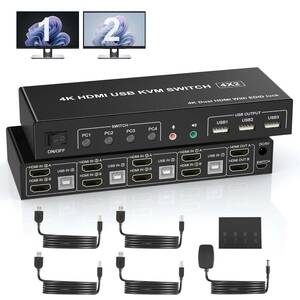 4 port USB HDMI dual monitor KVM switch 4K display switch 2HDMI monitor 4PC distributor 