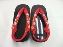 inagoya■お祝いにおすすめ☆舞妓さん風下駄【女の子用◆こっぽり下駄-19cm-】刺繍 黒塗り おこぼ 未使用品 着用可 y4632pt_画像4