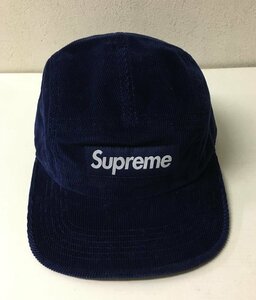 ◆Supreme シュプリーム 極美品 23fw Corduroy Camp Cap Navy Box Logo コーデュロイ キャンプキャップ ボックスロゴ ネイビー 23aw